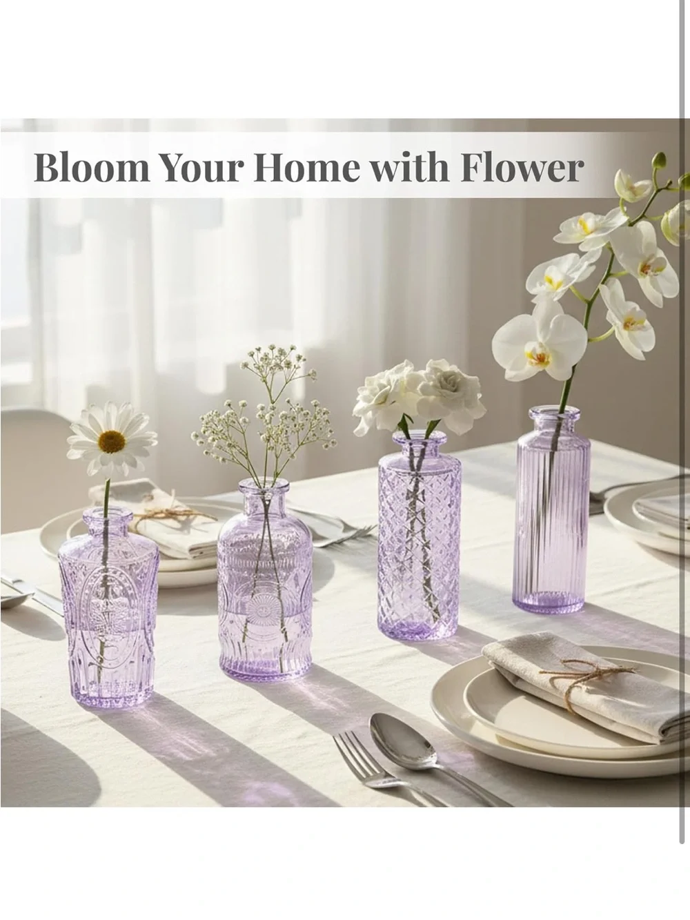 24-Piece Purple Glass Bud Vase Set - Home Accents
